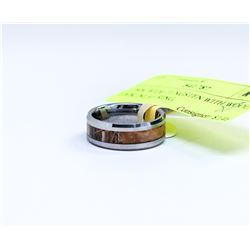 7.5MM WIDE TUNGSTEN WITH WOOD LOOK INLAY RING,