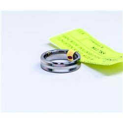 6MM WIDE POLISHED PATTERNED TUNGSTEN RING, SIZE 8
