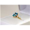 Image 2 : 14K YELLOW GOLD, BLUE TOPAZ AND DIAMOND RING