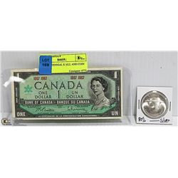 1967 CANADIAN CENTENNIAL $ BILL AND COIN