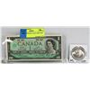 Image 1 : 1967 CANADIAN CENTENNIAL $ BILL AND COIN