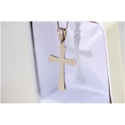 10K WHITE GOLD CROSS PENDANT W/ 10K WHITE GOLD