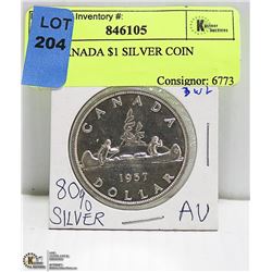 1957 CANADA $1 SILVER COIN