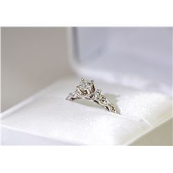 18K WHITE GOLD MOISSANITE AND DIAMOND RING