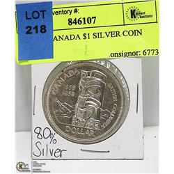 1958 BC CANADA $1 SILVER COIN