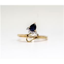 10K YELLOW AND WHITE GOLD SAPPHIRE AND DIAMOND
