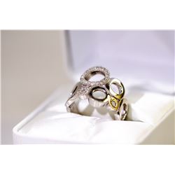 14K WHITE GOLD DIAMOND CIRCLET DESIGN RING