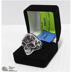 SKULL BIKER RING, LARGE SIZE
