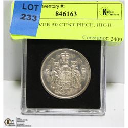 1966 SILVER 50 CENT PIECE, HIGH GRADE