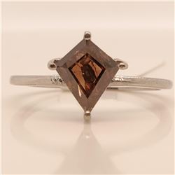 39) PLATINUM BROWN DIAMOND SOLITAIRE RING