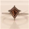 Image 1 : 39) PLATINUM BROWN DIAMOND SOLITAIRE RING
