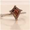 Image 3 : 39) PLATINUM BROWN DIAMOND SOLITAIRE RING
