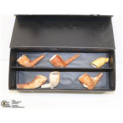 ANTIQUE CERAMIC PIPES- SET OF 6 IN BOX