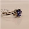 Image 2 : 31) PLATINUM TANZANITE AND DIAMOND RING