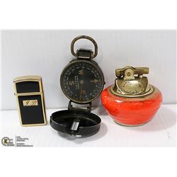 BOX WITH VINTAGE ITEMS INCL. COMPASS,