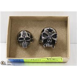 LOT OF 2 NEW SKULL HEAD RINGS (DIFFERENT