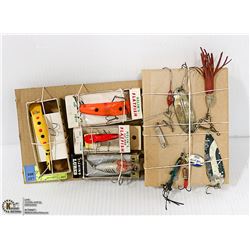 LOT VINTAGE FAMOUS NAME LURES, HEDDON ETC.