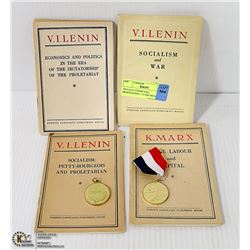 VINTAGE COMMUNIST PROPAGANDA+ 2 USSR MEDALS