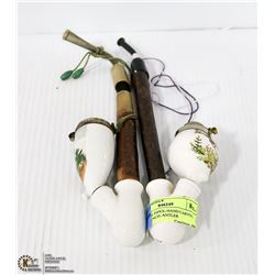 2 ANTIQUE PIPES, HAND CARVED, TREE BRANCH, ANTLER