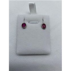 NATRUAL OVAL RUBY AND SILVER EARRINGS, 0.69