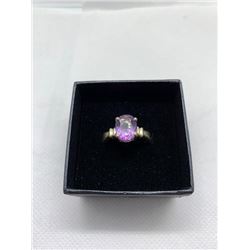 FLOATING DIAMOND IN AMETHYST SET IN 925 SILVER
