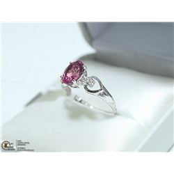 33) 10 KARAT WHITE GOLD PINK TOURMALINE DIAMOND