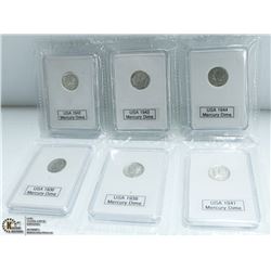 6 PCS. 90% PURE SILVER USA $.10 PRE-WWII DIMES