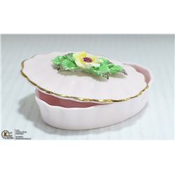 DENTON CHINA TRINKET BOX HAND MODELLED IN ENGLAND