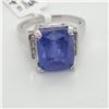 Image 1 : 11) 10 KARAT WHITE GOLD TANZANITE AND DIAMOND RING