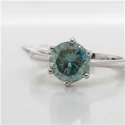 21) PLATINUM FANCY COLOURED MOISSANITE RING