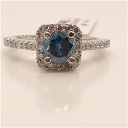 29) PLATINUM FANCY COLOURED BLUE DIAMOND RING