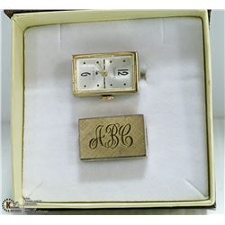 SET INCL. 17 JEWEL WATCH/MONOGRAM CUFFLINK SET