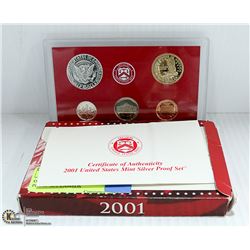 OVER 1/2 OZ 90% SILVER 2001 USA PROOF SET CAMEOS