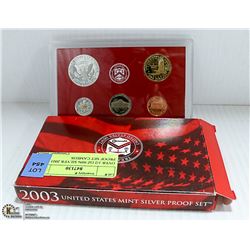 OVER 1/2 OZ 90% SILVER 2003 USA PROOF SET CAMEOS