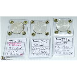1980,81,84 1000 LIRA SILVER VATICAN GRADED