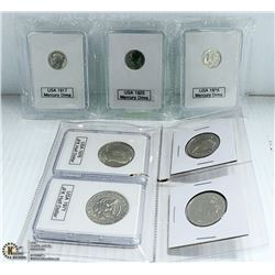 US 1917-1935 90% $.10, 2 JFK HALVES, 2 Can. $.50