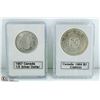 Image 1 : 1964 CANADIAN SILVER $1 + 1957 HALF DOLLAR $.50