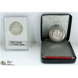 AB 75TH ANN. .999 SIL. COIN + 1966 CAN SILVER $.50