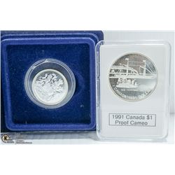 1991 CANADIAN SILVER $1+ AB 75TH ANV. COIN .999