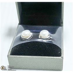 PAIR OF NEW STERLING SILVER & FRESHWATER PEARL