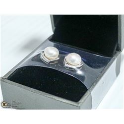 PAIR OF NEW STERLING SILVER & FRESHWATER PEARL