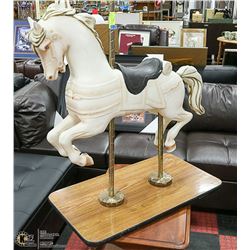 VINTAGE CAROUSEL HORSE. ON WOODEN BASE. 40" TALL