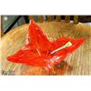 Image 1 : FIRE ORANGE ART GLASS ASHTRAY (TRIANGLE