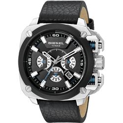 NEW DIESEL 57MM TRIPLE CHRONO BLACK DIAL MSRP $399