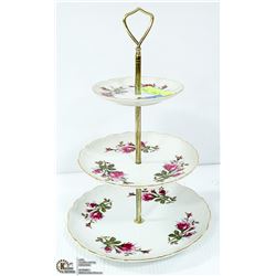 VINTAGE 3-TIER FINE CHINA DESERT TRAY