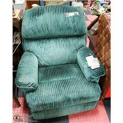 GREEN LAZYBOY FABRIC RECLINING CHAIR