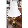 Image 1 : BRASS TONE TABLE LAMP WITH SHADE, 31" TALL
