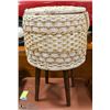 Image 1 : VINTAGE "EATONS" ROUND SEWING BASKET ON LEGS
