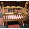 Image 1 : WOOD BABY CRADLE, 34 X 22