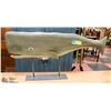 Image 1 : WOOD WHALE STATUE ON METAL STAND APPROX 2FT LONG